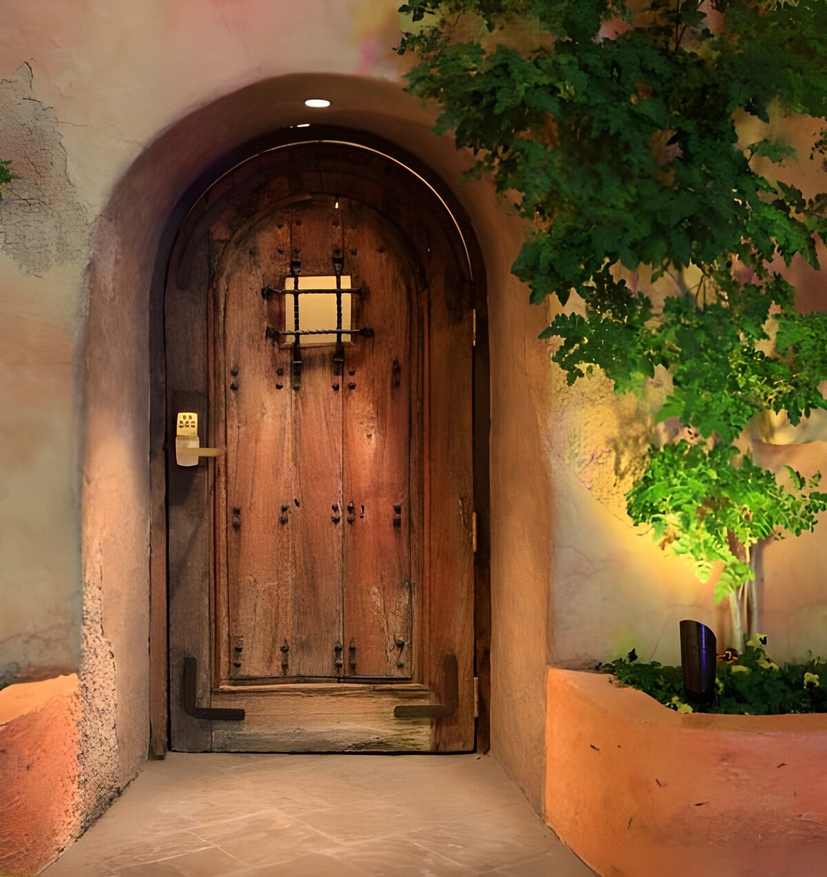WCUK41441: Dreamy view with strong door and small tree