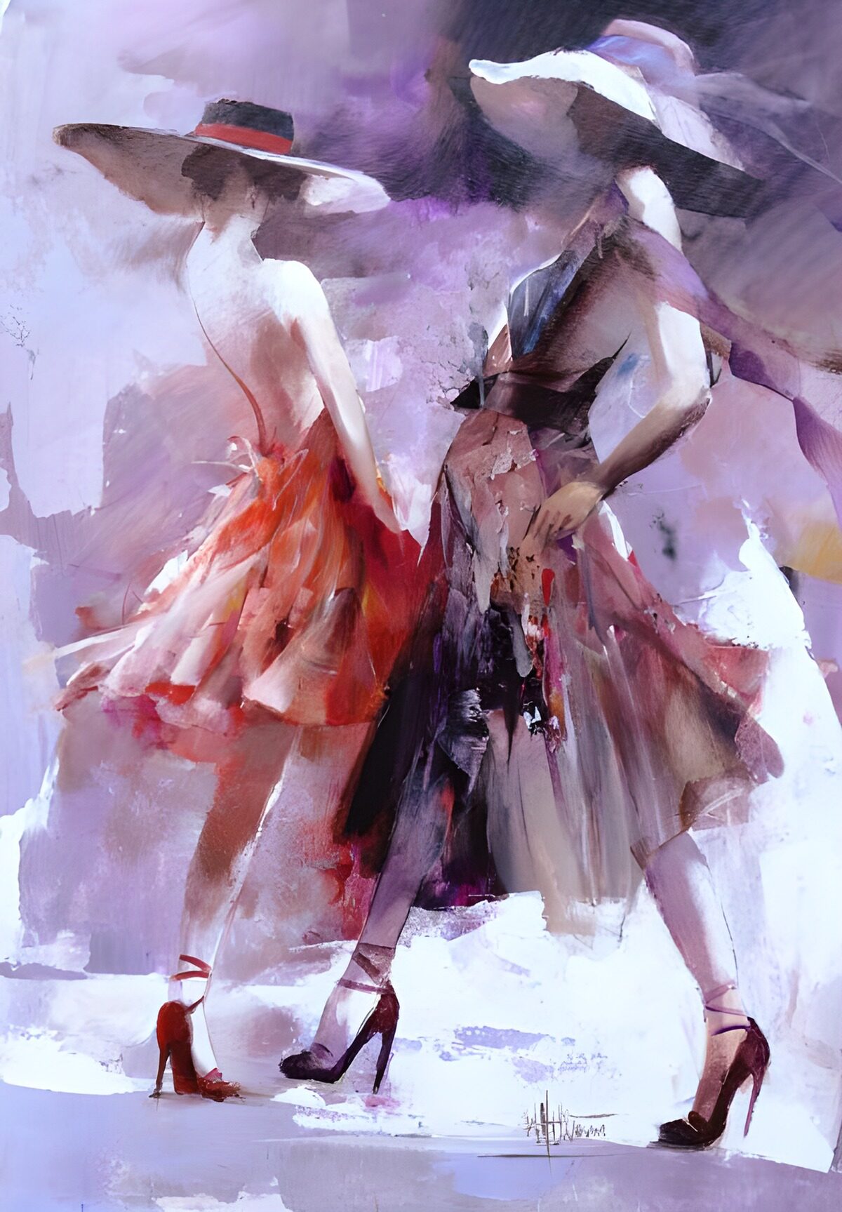 WCUK76120: Two ladies wearing high heels and fashionable dresses