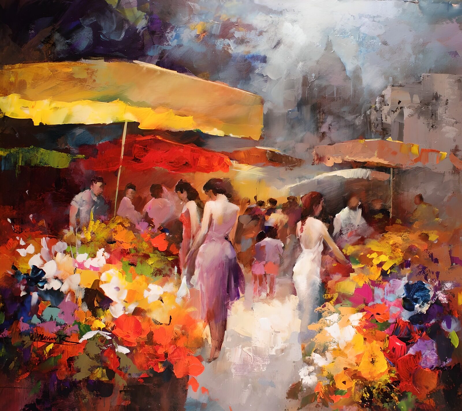 WCUK44480: Painted canvas . Flower stall