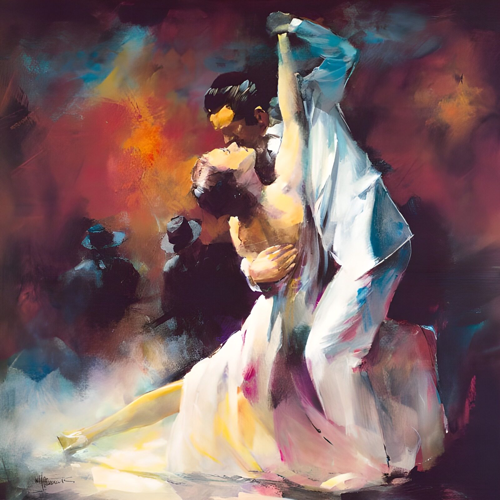 WCUK40829: Painteed canvas . Dancing couple