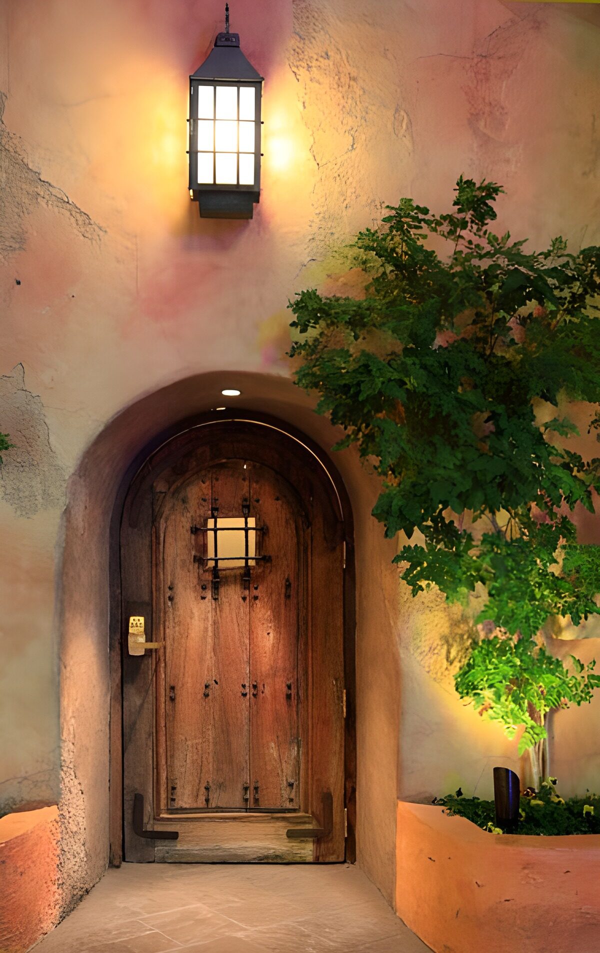 WCUK89790: Dreamy view with lantern and substantial door