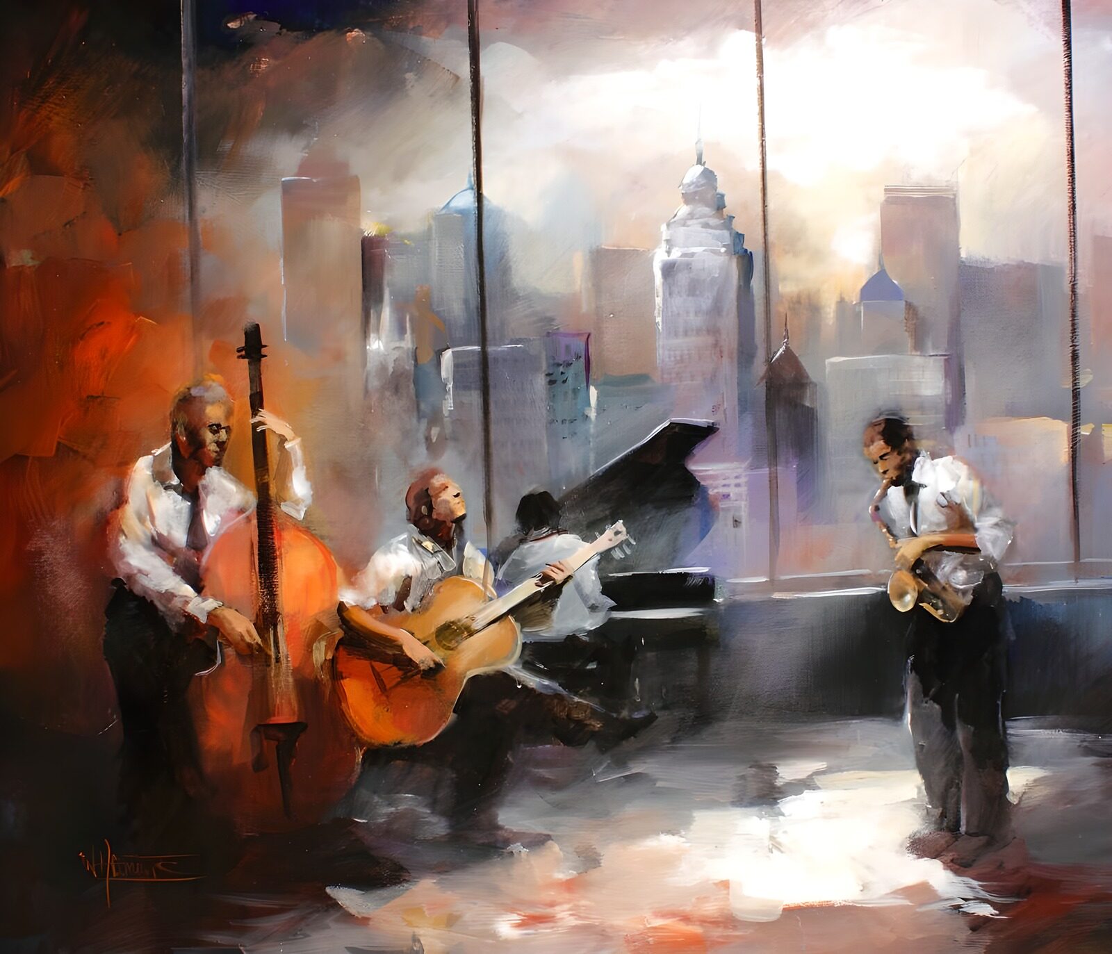 WCUK31566: Painted canvas . Jazz band