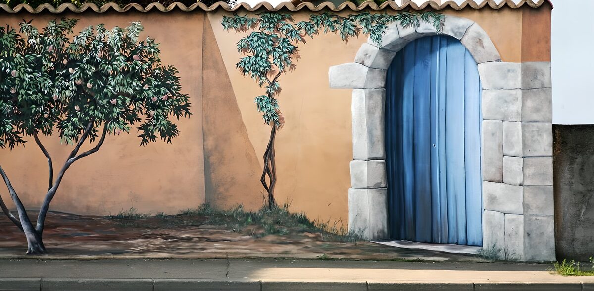 3D Wall painting at a village in France version 2