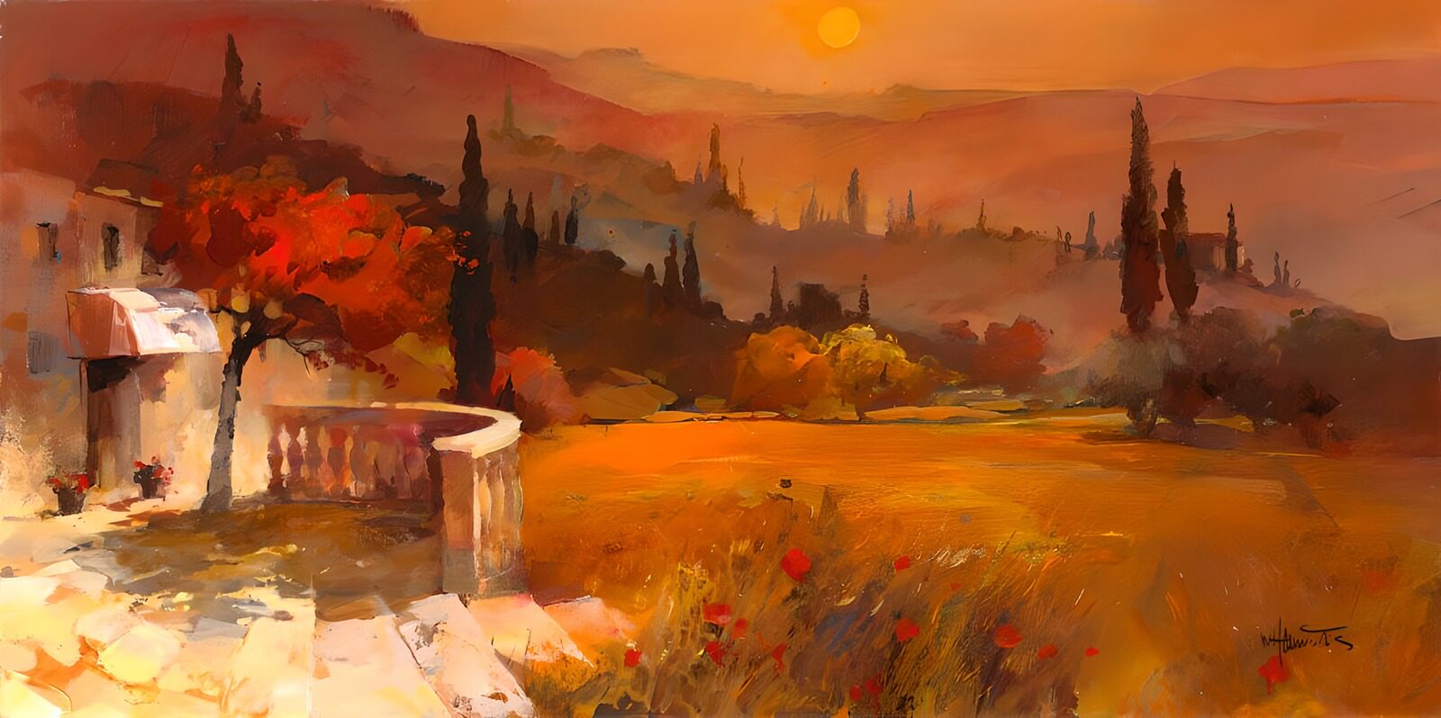 WCUK68234: Painted canvas Spanish landscape version 3