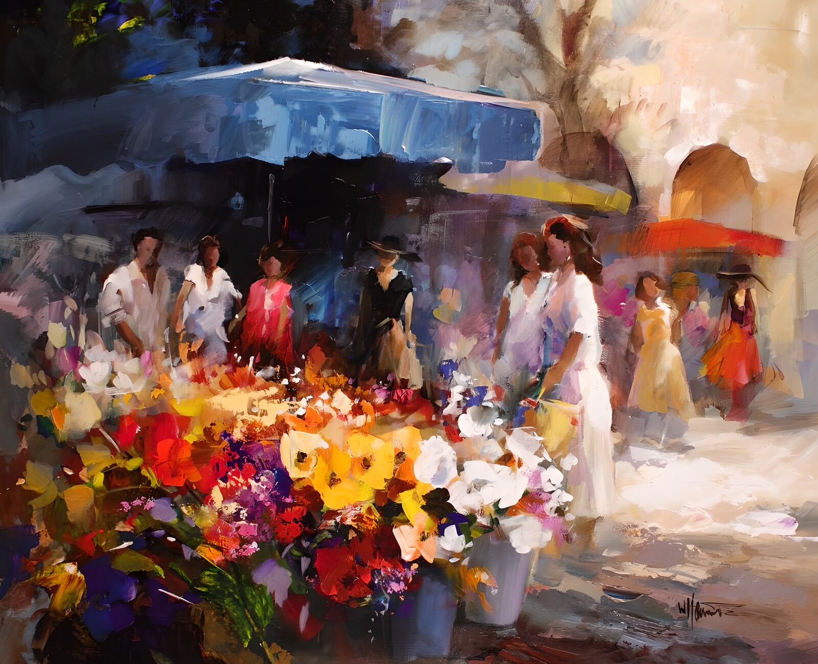WCUK67637: Painted canvas. Flower stall