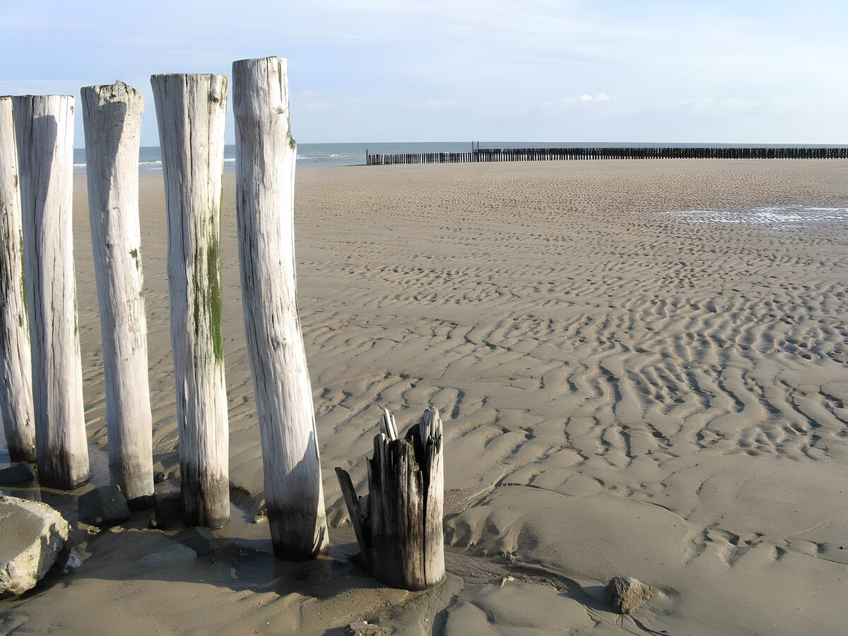 WCUK99174: Posts on the beach with a view on the sea