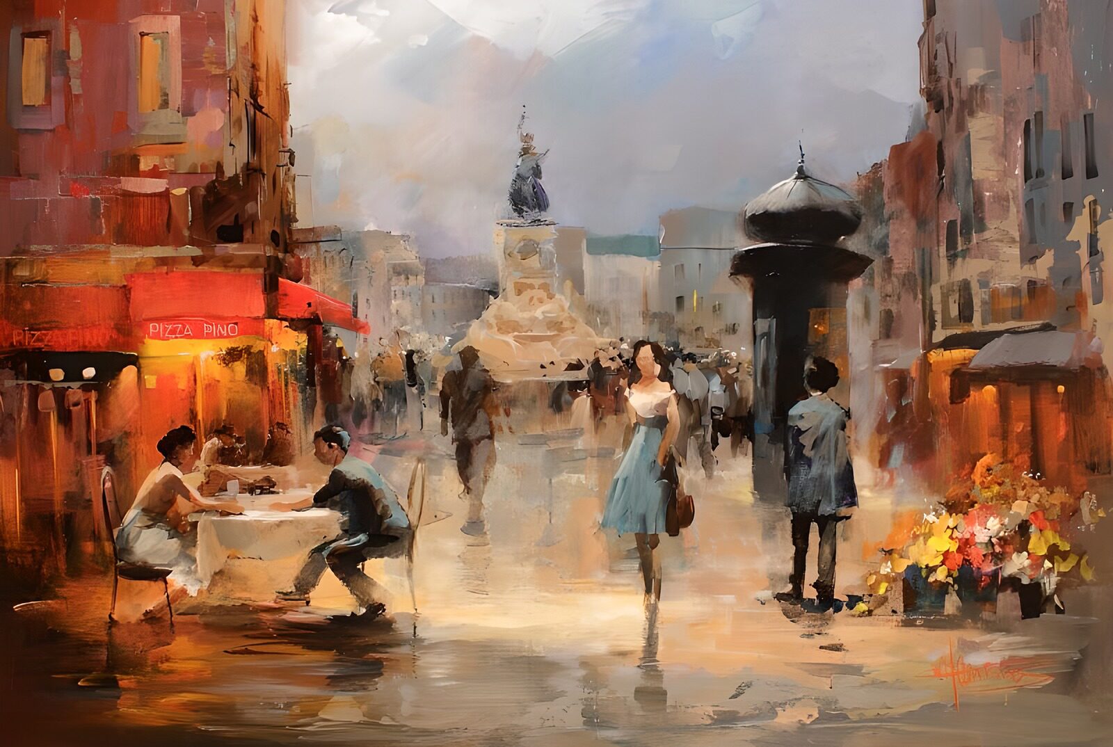 WCUK60897: Painted canvas ,Shopping street