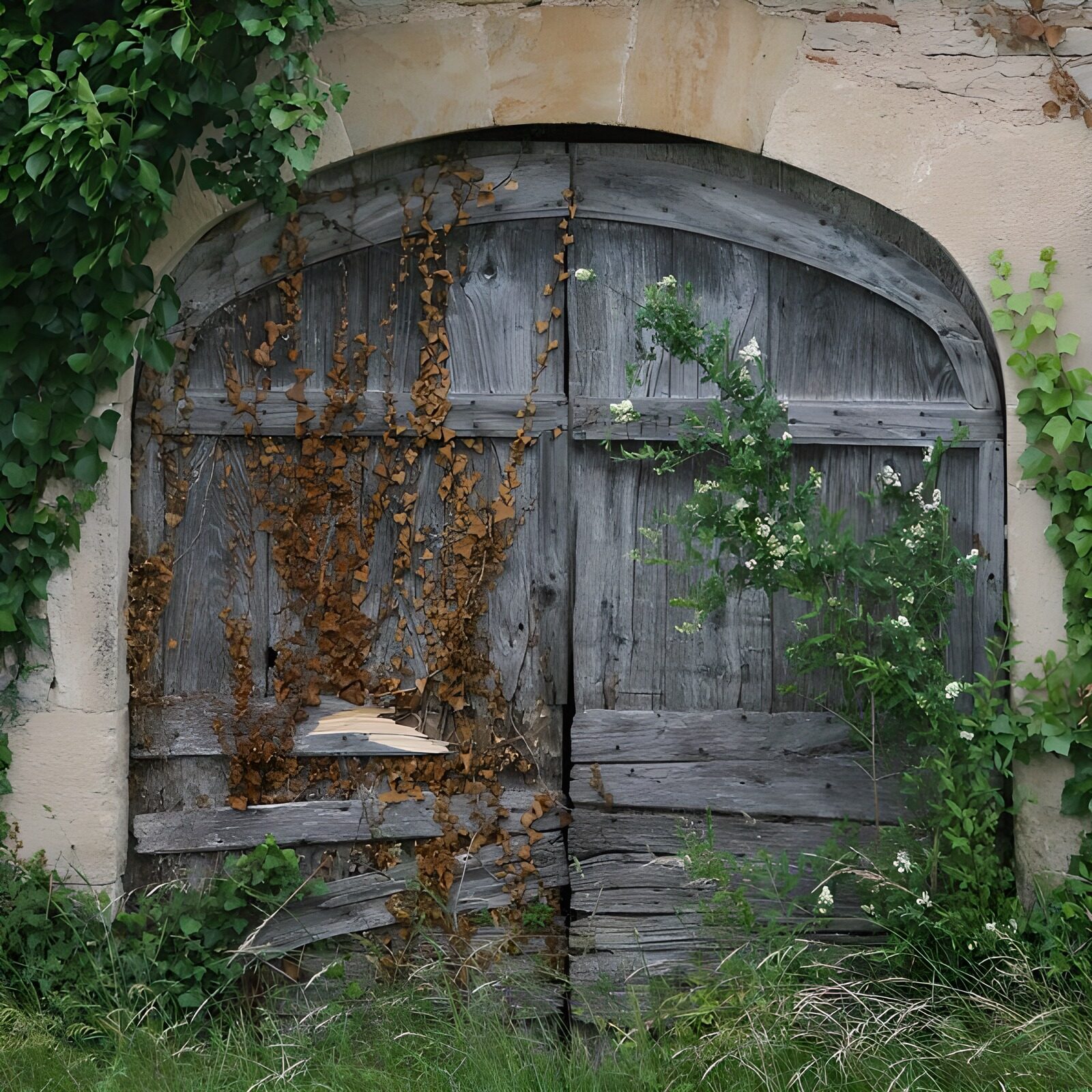 WCUK88820: Old French door with all round foliage version 1
