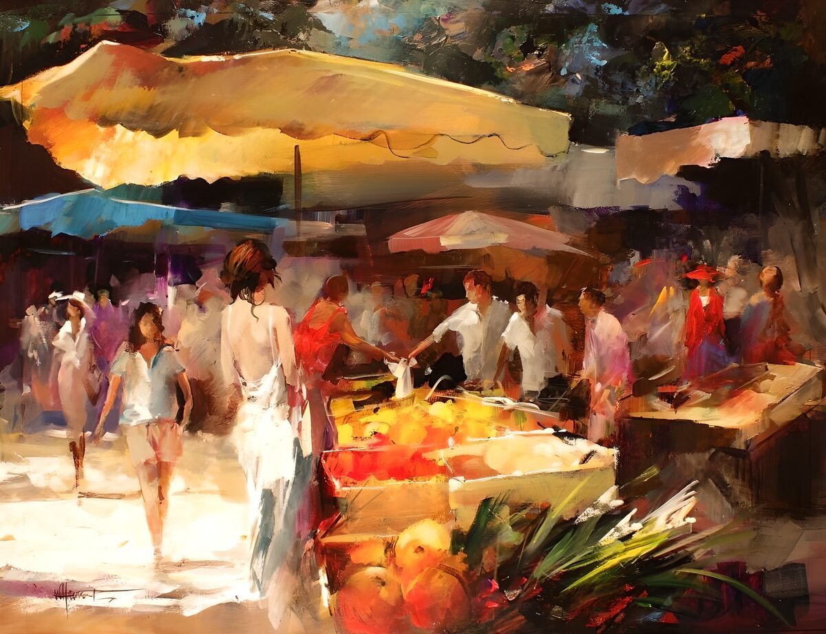 WCUK47710: Painted canvas market in Spain