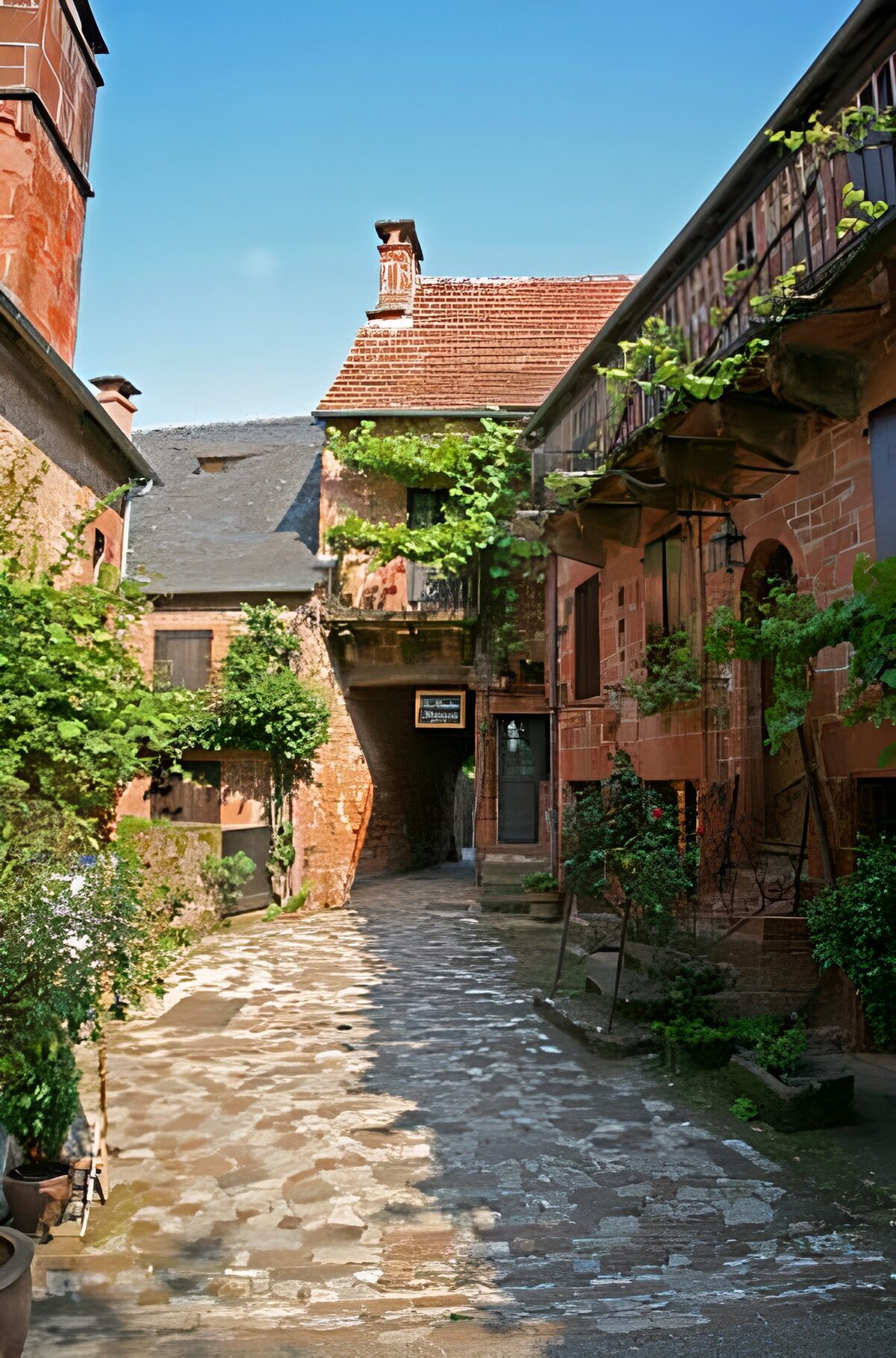 WCUK91455: Authentic almshouse with gate, houses and ivy