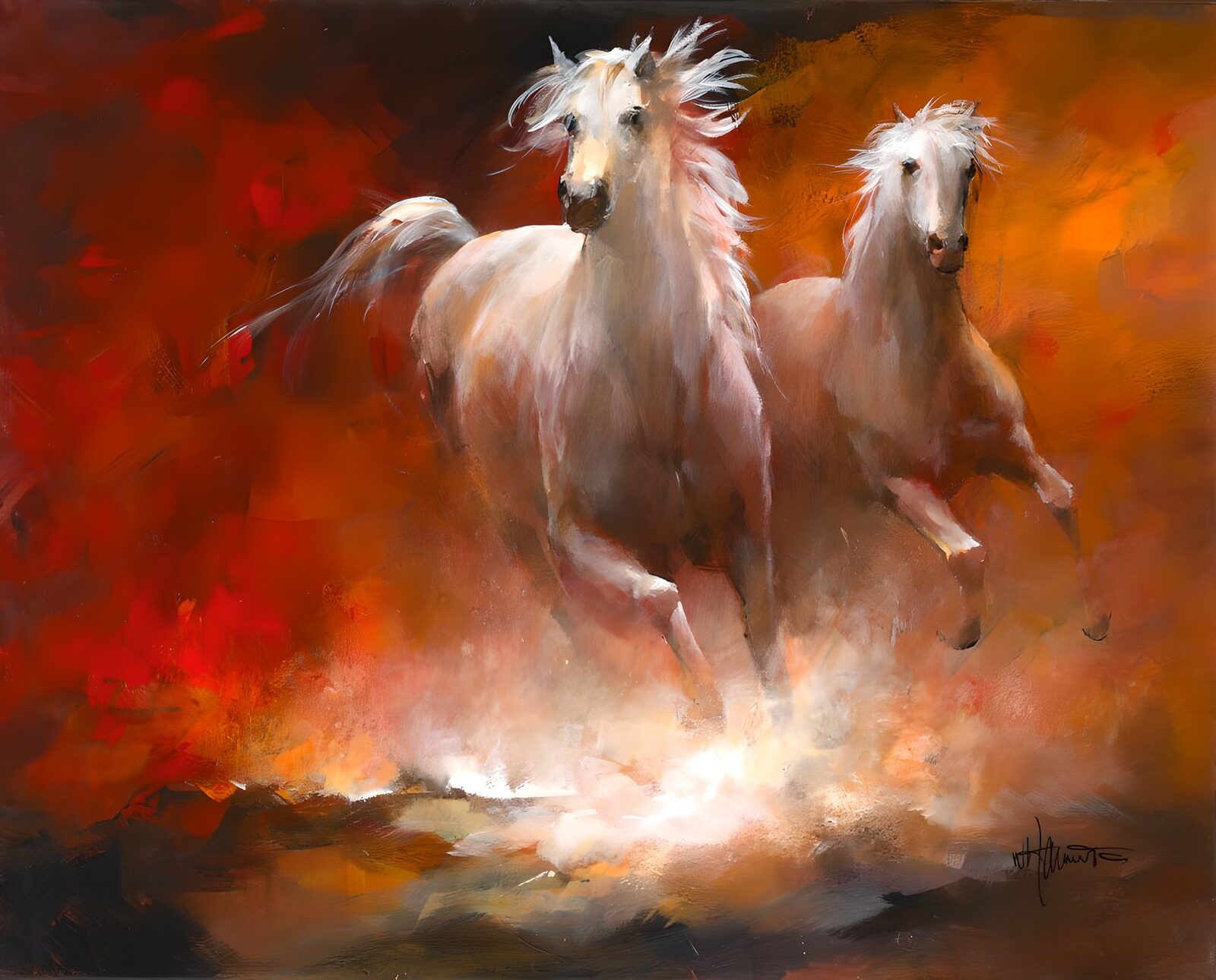 WCUK85460: Painted canvas. Galopping horses