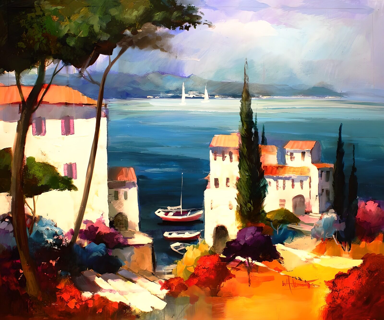 WCUK41016: Painted canvas . Spanish landscape