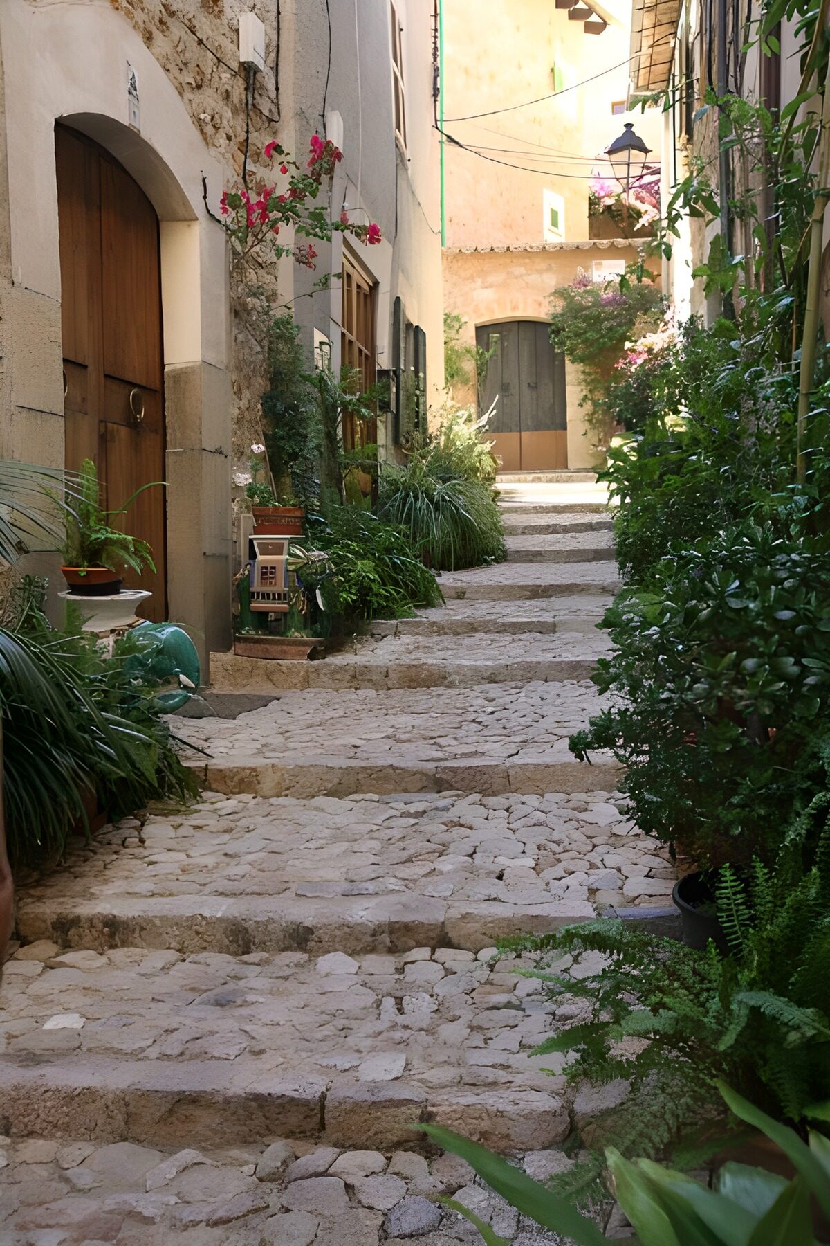 Ascending steps to small street with houses 3