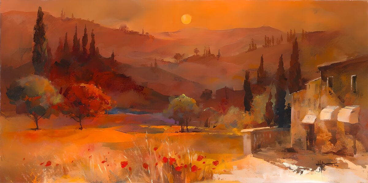 WCUK14954: Painted canvas . Spanish landscape version 2G