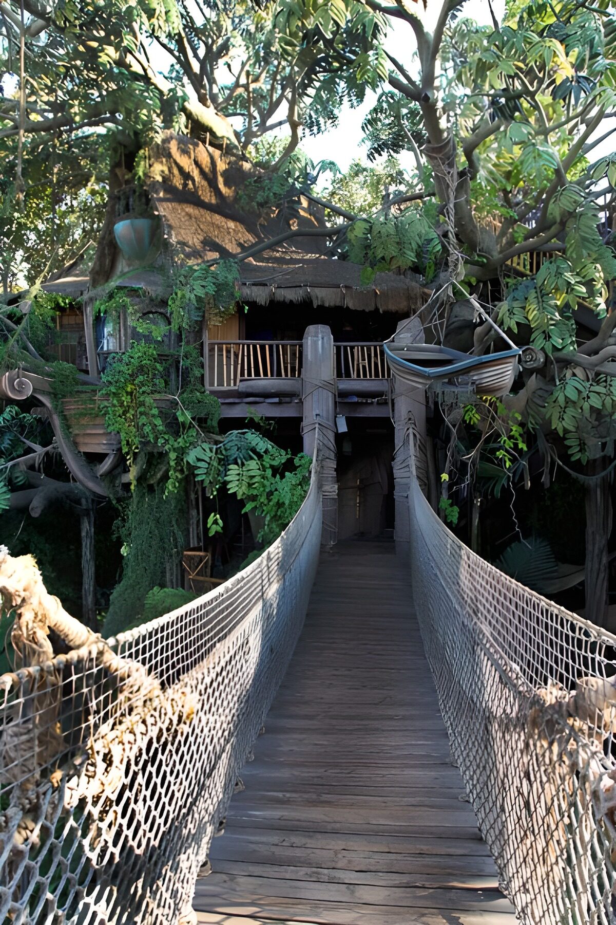WCUK40209: Fairytale tree hut in jungle with  suspension bridge